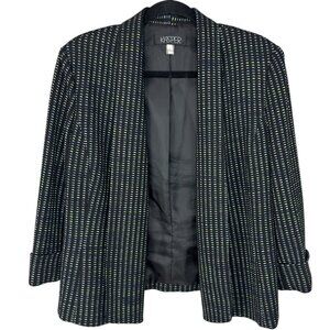 Kasper Black green and blue knit open blazer Size 16